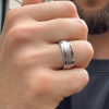 D Bague mariage personnalisable homme anneau Tungstene centre sable