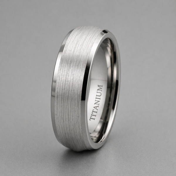 Bague alliance en titane finition brossée – élégance intemporelle