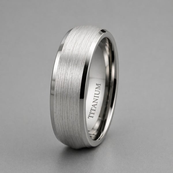 Bague alliance en titane finition brossée – élégance intemporelle