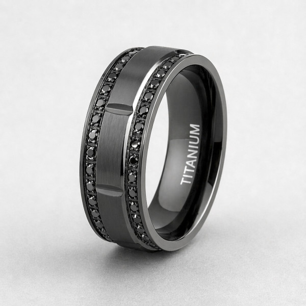 Personalisierter matt gebürsteter Titanring für Männer und Frauen (Dupliqué)