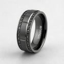 Men's Black Titanium Wedding Band with Zircons – Modern and Elegant Style