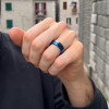 Bague personnalisee titane noir anneau homme bande rainure