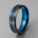 Bague alliance titane bicolore bleu et noir – élégance moderne