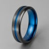 6mm Bague alliance titane bicolore bleu et noir – élégance moderne