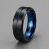 Bague alliance titane bicolore bleu et noir – élégance moderne