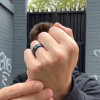6mm Bague alliance titane bicolore bleu et noir – élégance moderne