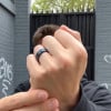 6mm Bague alliance titane bicolore bleu et noir – élégance moderne