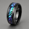 Bague alliance homme titane noir 8mm avec nacre abalone – élégance naturelle et moderne