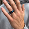 Bague alliance homme titane noir 8mm avec nacre abalone – élégance naturelle et moderne