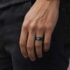 Bague alliance homme titane noir 8mm avec nacre abalone – élégance naturelle et moderne