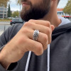 Bague argent ouvert homme oeil de dieu