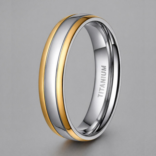 Men's High Polished Rose Gold Plated Titanium Engraving Band Ring