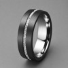 Bague alliance homme en carbure de tungstène noir 8mm – fibre argentée et style contemporain