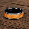 Bague alliance homme en carbure de tungstène noir 8mm – bois de chêne naturel et élégance authentique