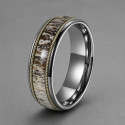 Bague alliance homme en carbure de tungstène 8mm – incrustation corne naturelle et élégance authentique
