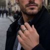 Bague alliance homme en carbure de tungstène 8mm – incrustation corne naturelle et élégance authentique