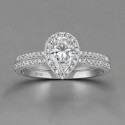 Bague de fiançailles halo goutte d’eau double anneaux en argent 925 – élégance modulable et éclat raffiné