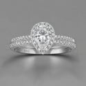 Bague de fiançailles halo goutte d’eau double anneaux en argent 925 – élégance modulable et éclat raffiné