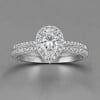 W Bague de fiançailles halo goutte d’eau double anneaux en argent 925 – élégance modulable et éclat raffiné