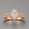 R Bague de fiançailles halo goutte d’eau double anneaux en argent 925 – élégance modulable et éclat raffiné