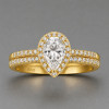 Bague de fiançailles halo goutte d’eau double anneaux en argent 925 – élégance modulable et éclat raffiné
