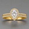 Bague de fiançailles halo goutte d’eau double anneaux en argent 925 – élégance modulable et éclat raffiné
