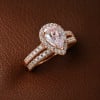 W Bague de fiançailles halo goutte d’eau double anneaux en argent 925 – élégance modulable et éclat raffiné