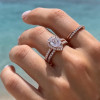 W Bague de fiançailles halo goutte d’eau double anneaux en argent 925 – élégance modulable et éclat raffiné