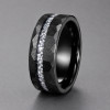 Bague Homme Tungstène Noir Martelé Pierre Minérale 8mm Personnalisée