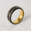 Bague personnalisee homme tungstene dome rainure mat brosse