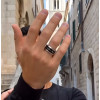 6mm Bague personnalisee titane anneau noir fibre de carbonne gravure personnalisee
