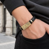Bracelet cuir tresse franc maçonnerie fermoir acier