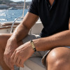 Bracelet cuir tresse franc maçonnerie fermoir acier