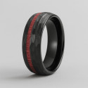 Bague personnalisee homme anneau tungstene brosse facette ligne bois