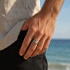 Bague homme anneau tungstene sertie zirconium