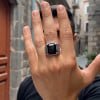 Bague argent ouvert chevalière homme onyx noire