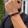 M Bracelet homme cuir tresse multi-rubans fermoir acier aimante