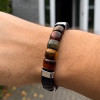 Bracelet homme cuir tresse multi-rubans fermoir acier aimante