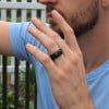 Bague personnalisee alliance tungstene noir mat brosse