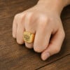 Bague homme chevaliere acier poli plaque or personnalisable