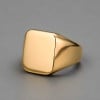 D Bague homme chevaliere acier poli plaque or personnalisable
