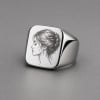Bague homme chevaliere acier poli plaque or personnalisable