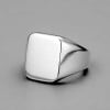 Bague homme chevaliere acier poli plaque or personnalisable