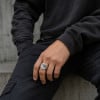 Bague homme chevaliere acier poli plaque or personnalisable
