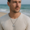 Pendentif personnalise homme collier Acier rond ecrin secret a graver personnaliser
