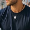 Pendentif personnalise Tungstene homme plaque losange facette