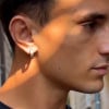 Boucles d'oreilles créoles en acier inoxydable motifs arabesques celtique.