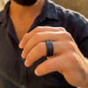 Bague personnalisee homme anneau tungstene ligne sable opale