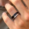 8mm Bague personnalisee tungstene noir rainure alliance homme femme