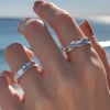 Bague argent ouvert ajustable concave martele